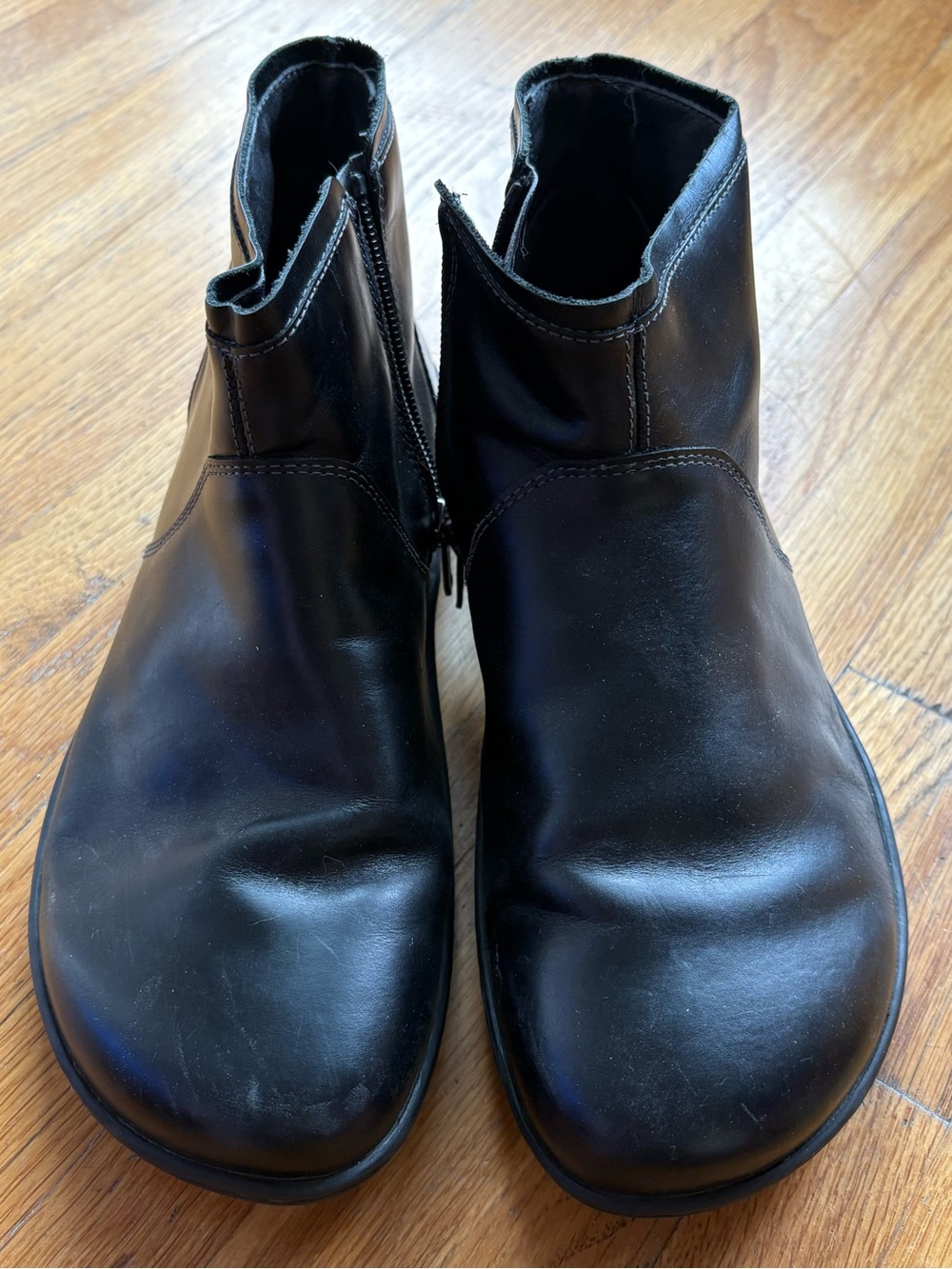 Birkenstock Black Leather Side-Zip Ankle Boots, no insole, but barely worn